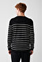 Men's Black Crew Neck Striped Rayon Knitwear Regular Fit Sweater A32Y5187 - 4