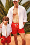 Men's Red Quick Dry Standard Size Plain Children's Special Carry Bag Swimwear Swim Shorts A31Y3810 - 2