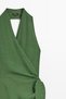 Keten çapraz halter midi elbise - 2