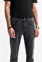 Men's Anthracite Classic Waist Cotton Stone Washed Berlin Slim Fit Jean Trousers A51Y3513 - 6