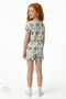Girl's Pastel Yellow Sardines Cat Short Sleeve 2-Piece Pajama Set - 3
