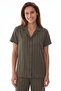 Khaki Rhea Satin Striped Short Sleeve Shirt Pants Pajama Set - 2