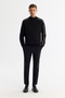 Men's Black Zippered Stand Collar Rayon Non-Pilling Regular Fit Knitwear Sweater A42Y5005 - 5