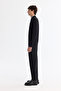 Men's Black Zippered Polo Collar Rayon Non-Pilling Regular Fit Knitwear Sweater A42Y5009 - 3