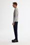 Men's Gray Crew Neck Jacquard Soft Touch Knitwear Regular Fit Sweater A42Y5145 - 4