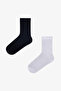 Girl's Unisex Black and White 2-Pack Tennis Socks