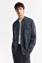 Men's Anthracite Classic Collar 100% Linen Comfort Fit Shirt Jacket A51Y2087 - 5