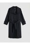 Black Double-Breasted Collared Belted Women's Trench Coat - 6