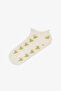 3 Pairs of Seamless Cotton Colorful Floral Embossed Patterned Booties Socks - 4