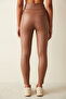 Brown Extra High Waist Leather Look Ankle Length Thermal Leggings - 4