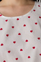 Off-White Red Hearts Cotton Piece Athlete Pajama Top - 3