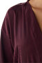Burgundy Aurora Satin Floral 3/4 Sleeve Dressing Gown - 5