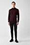 Men's Burgundy Half Turtleneck Wool Blended Knitwear Sweater B 005015 - 5
