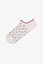 Pink White Sweet Heart Cotton 5 Pairs Sneaker Socks - 5