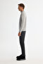 Men's Gray Zippered Stand Collar Soft Touch Knitwear Regular Fit Sweater A42Y5056 - 3