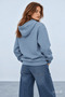 Weber Blue Crew Neck Embroidered Oversize Women's Sweatshirt - 3