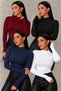 Women's Set of 4 Black White Burgundy Navy Blue Body with Finger Detail