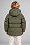 Boy's Khaki Fleece Fur Hooded Waterproof Wind Resistant Inflatable Winter Coat - 4