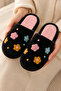 Women's 3-Piece Cream Mink Black Flower Embroidered Furry 3 cm House Slippers Set Byndset11 - 5