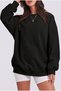 Unisex Black Basic 0 Crew Neck Unprinted Plain Oversize Loose Loose Fit Fleece Sweatshirt