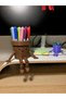 3D Printed Movable Smiley Pen Holder - Articulated Desktop Organizer - Brown - 2