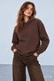 Weber Brown Crew Neck Embroidered Oversize Women's Sweatshirt