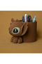 3D Printed Knitted Pen Holder - Desktop Pen Organizer with Cute Characters - Brown - 6