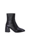 2610 Genuine Leather Heeled Women's Boots Black Blunt Toe Zippered