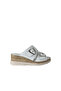 Women's Ballerina Shoes Casual Leather White Buckle Wedge Heel