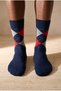 Children's plaid patterned socks navy blue - 2