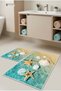 Digital Printed Velvet Surface 2-Piece Bath Mat Set 60X90 and 60X40 cm Non-Slip Base Toilet Set