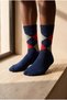 Children's plaid patterned socks navy blue