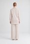 Stone Embellished Sleeves Cashmere Double Suit Beige - 3