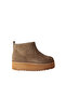 Women's Genuine Suede Leather High Padded Sole Fur Lined Boots Mink Laceless Round Toe