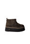 Women's Genuine Suede Leather High-Padded Sole Fur-Lined Boots Green Laceless Round Toe