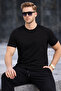 Men's Crew Neck Slim Basic Black T-Shirt - 3
