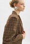 Double-Breasted Plaid Blazer Jacket Brown - 9