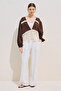Lace-Detail Muslin Blouse in Dusty Brown - 3