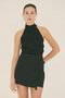 Belt Detailed Short Skirt Black - 4