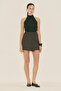 Belted Detail Shorts Skirt Brown