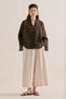 Linen Layered Collar Bluz Acikahve - 3