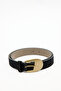 Antique Buckle Thin Belt Black - 5