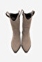 Women's Pointed Toe Cowboy Stitching Detailed Western Boots Voleta Mink Suede - 7