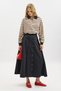 Lula Buttoned Skirt with Pleat Detail Navy Blue - 3