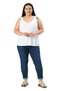 Plus Size V-Neck Flared Cut White Blouse - 2