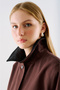 Velvet Collar Pocketed Short Jacket Brown - 6
