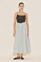 Buttoned Front Poplin Skirt Blue - 2