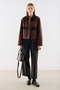 Velvet Collar Pocketed Short Jacket Brown