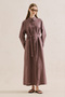 Linen Belted Shirt Dress Lavender - 2