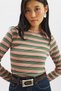 Long Sleeve Striped Bodysuit Pink